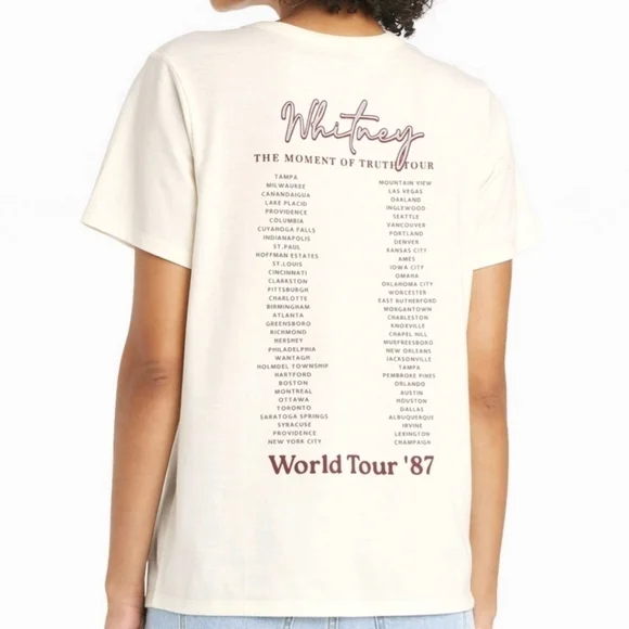 Whitney Houston Moment of Truth '87 World Tour Tee in Ivory Size XXL NWT - Picture 2 of 4
